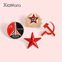 retro socialist pointed star symbol enamel pin red star sickle hammer cold war brooches gift icon badge lapel pin for coat cap