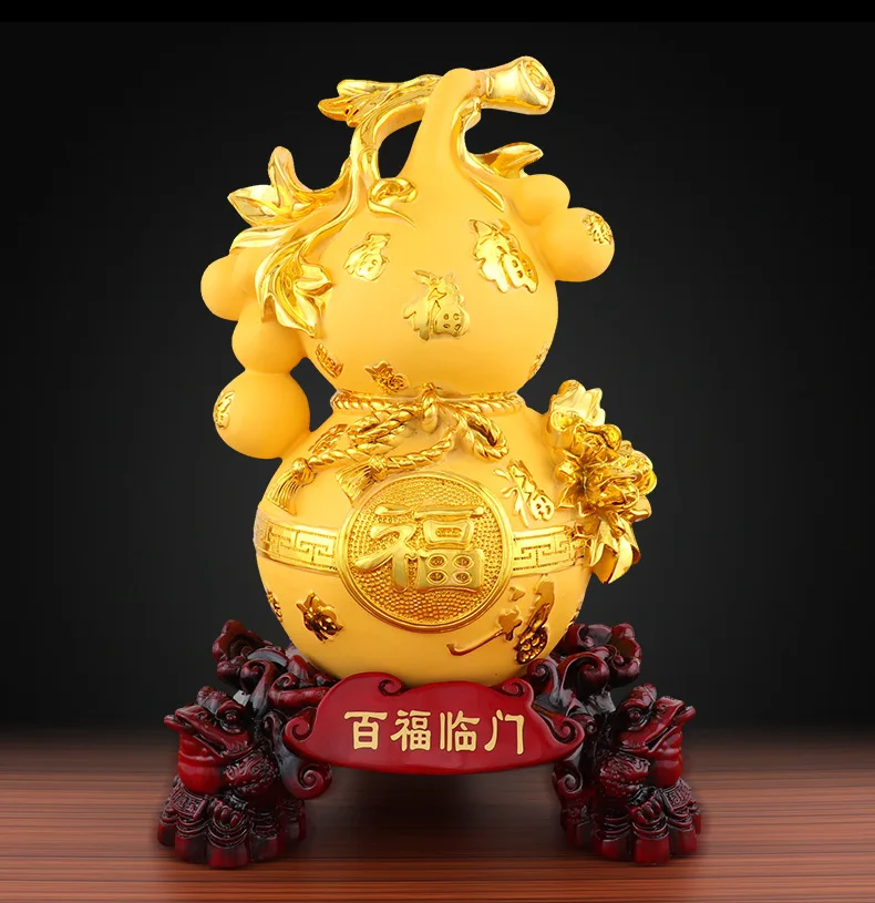 Chinese Fengshui Lucky Money Gourd Resin Statue Home Decor Living Room Decorations Accessories Office Ornament Birthday Present