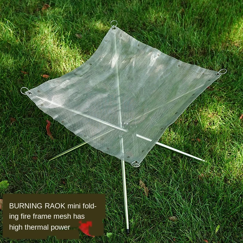 

Bonfire Campfire Pit Camping Wood Stove Stand Frame Fire Rack Stainless Steel Foldable Mesh Fire Pit Outdoor Wood Heater Heating