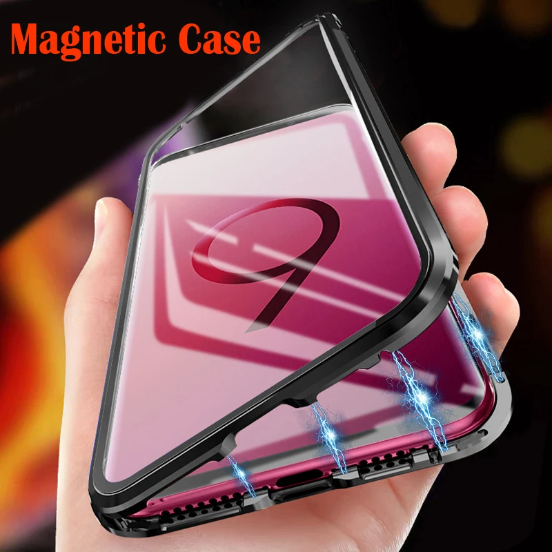 Металлический магнитный адсорбционный стеклянный чехол для Samsung Galaxy S10 S9 S8 Plus S10E S7