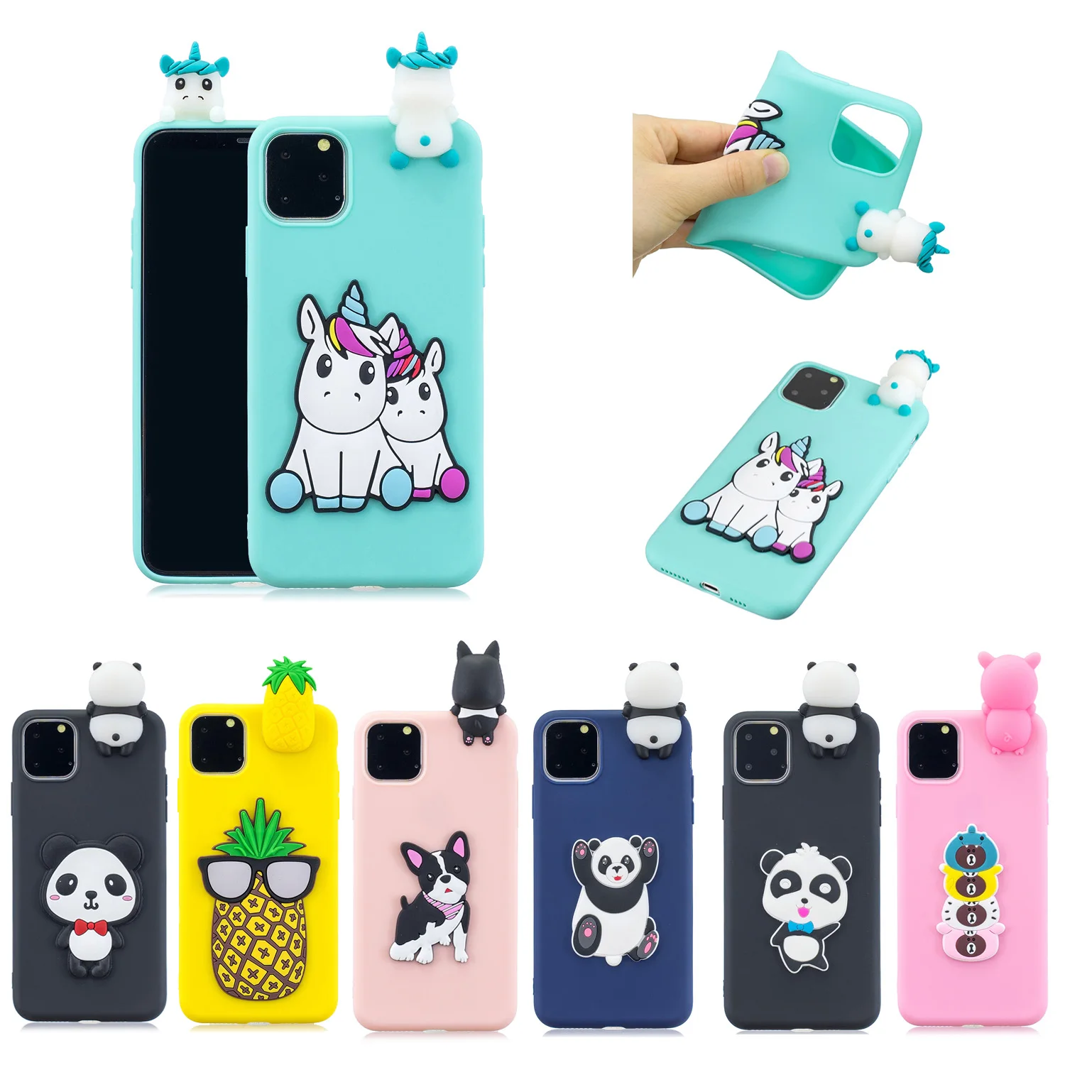 6 5 &quot6 1&quot 8 &quotчехол для iphone 11 pro max plus 7 6s xr xs x DIY 3D мультфильм Единорог щенок папа