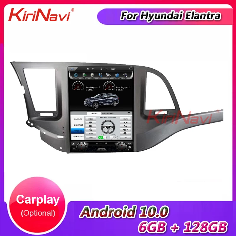 Автомагнитола KiriNavi с вертикальным экраном в стиле Tesla 10 4 дюйма Android для Hyundai Elantra