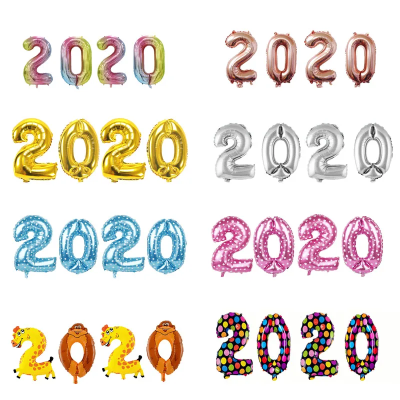 Новогодние украшения Navidad 2020 цифры фольга шары цифровые глобусы юбилейные