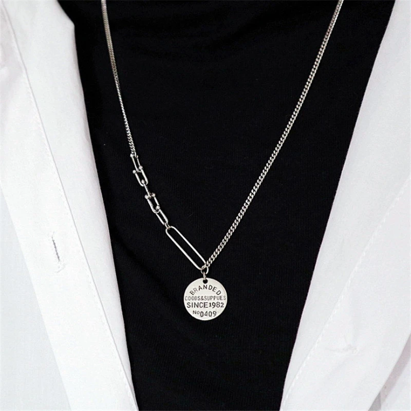 Korean Style Punk Vintage Large Big Pendant Necklaces Round Letters Numbers Tibetan Silver Gift To Girlfriend | Украшения и