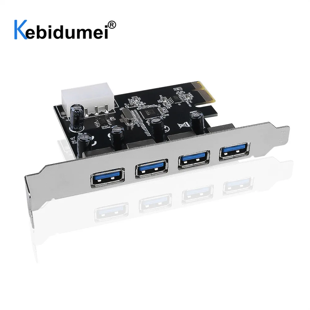 

Kebidumei внешний 4-портовый PCI-E к USB 3,0 HUB PCI Express адаптер расширения 5 Гбит/с скорость для настольного компьютера