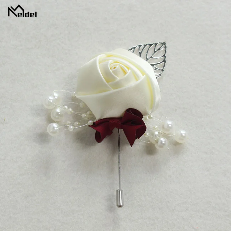 Мелдель Прямая поставка Мужская бутоньерка роскошная Роза для Жених Сделай Сам