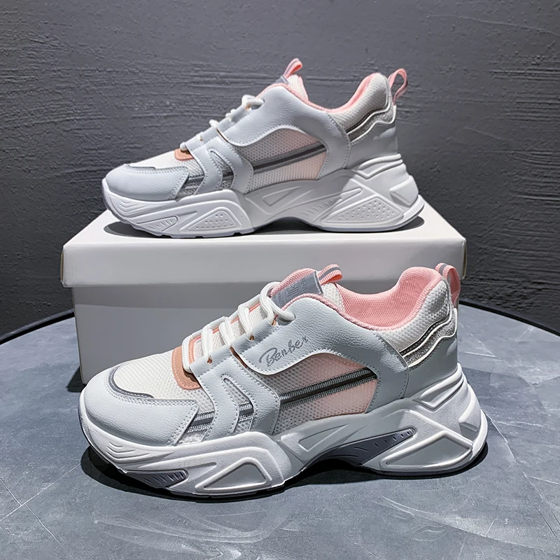 

New Women's Shoes Low Mesh Breathable Fashion Trend Lightweight Non-slip Increased 6CM Sports Casual Shoes Women's Running Shoes