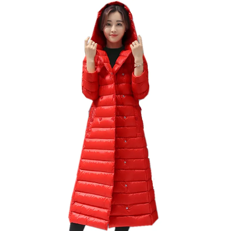 

Warm Women Winter Coat Female White Duck Down Jacket Fur Collar Hooded Parkas Slim Thin Women's Jackets Inverno