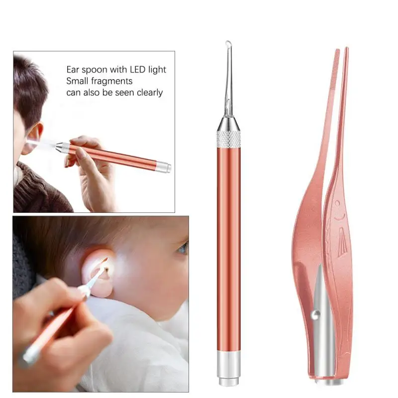 Детская Ушная палочка ложка светодиодная вспышка светильник ушной серы кюретка