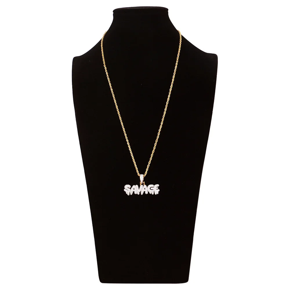Для мужчин в стиле хип хоп дикарь буквы цепи ожерелье золотого высшего циркон