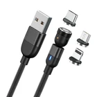 1M 2M кабель USB нейлоновый плетеный кабель для быстрой зарядки передачи и зарядный кабель вращающийся данных передающий кабель Мобильный телефон зарядное устройство магнитных кабелей