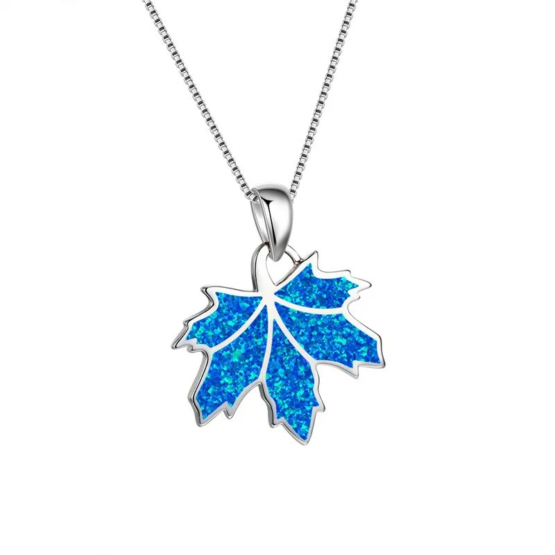 

2022 New Fashion Imitation Opal Pendant Necklace for women Jewelry Accessories Girl Gift Cute Women Maple Leaf Necklace