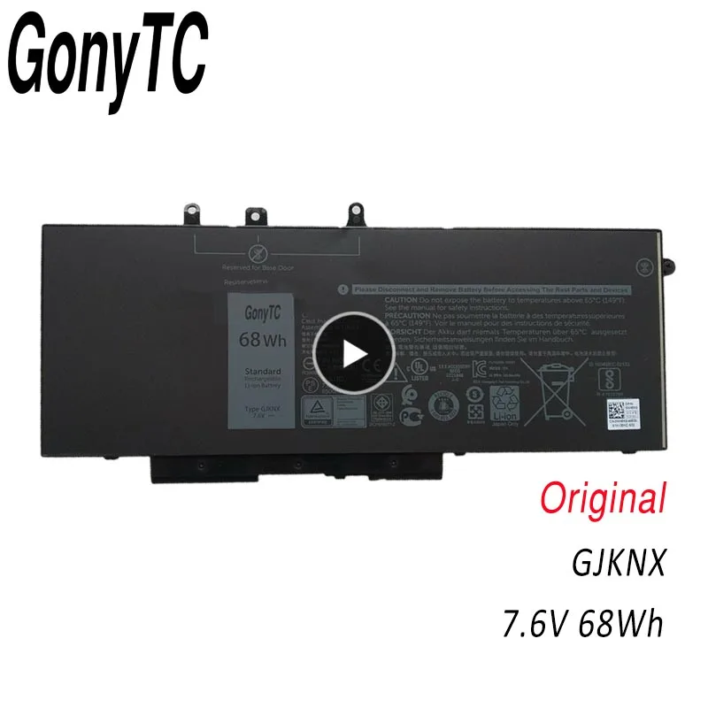 GONYTC GJKNX Original Laptop Battery GD1JP For Dell For Latitude 5480 5490 5491 5580 E5280 E5580 7.6V 68WH