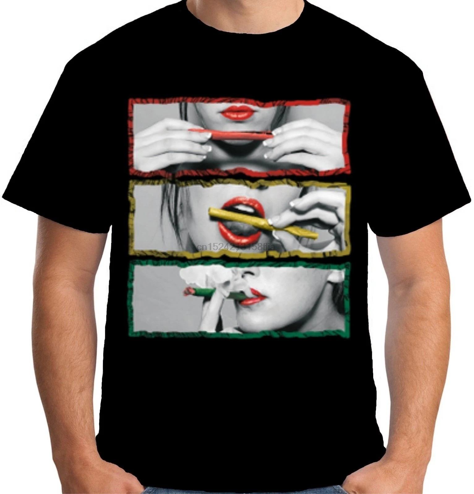 

Velocitee Mens Sexy Girl Smoking T Shirt Rasta Weed Rastafarian Ganga Pot W19254 Funny Clothing Casual Short Sleeve Tshirts