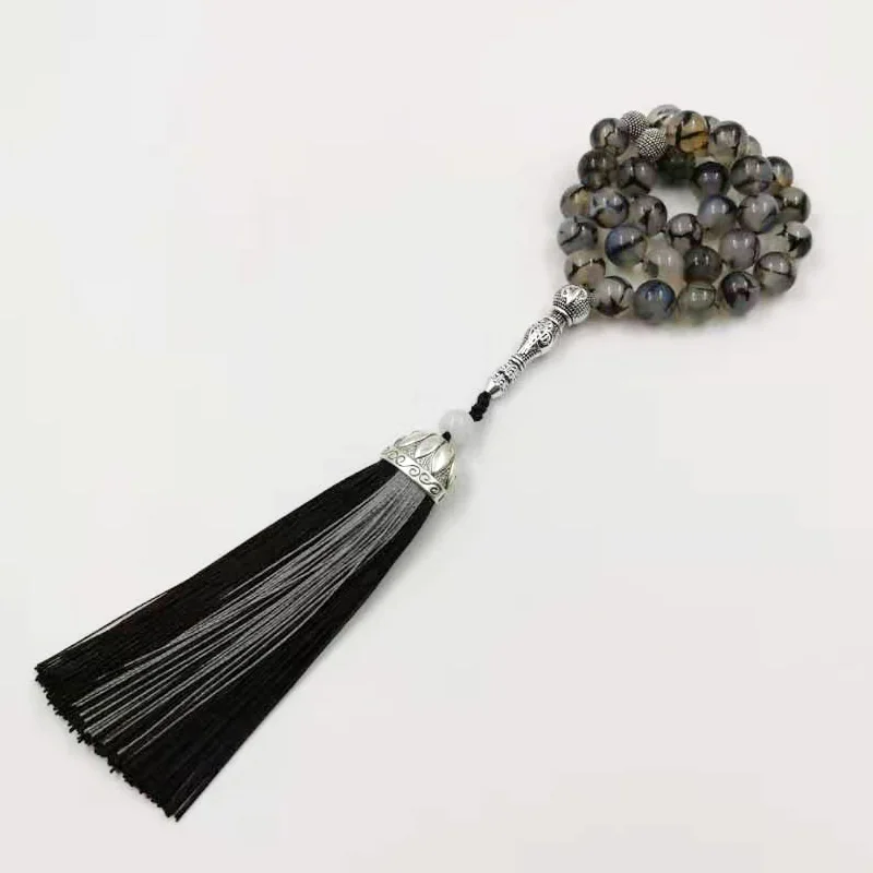 Новые Натуральные Агаты Tasbih мусульманский подарок Ислам Четки misbaha 33 66 99 бусы с