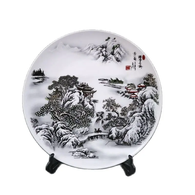

Китайская старая фарфоровая Пастельная тарелка с узором снежного пейзажа