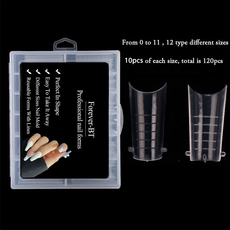

120PCS Dual Forms Nail Tips Reusable Arched Top Forms For Extension Nails Molds Quick Building Mold Dual System Nail Form