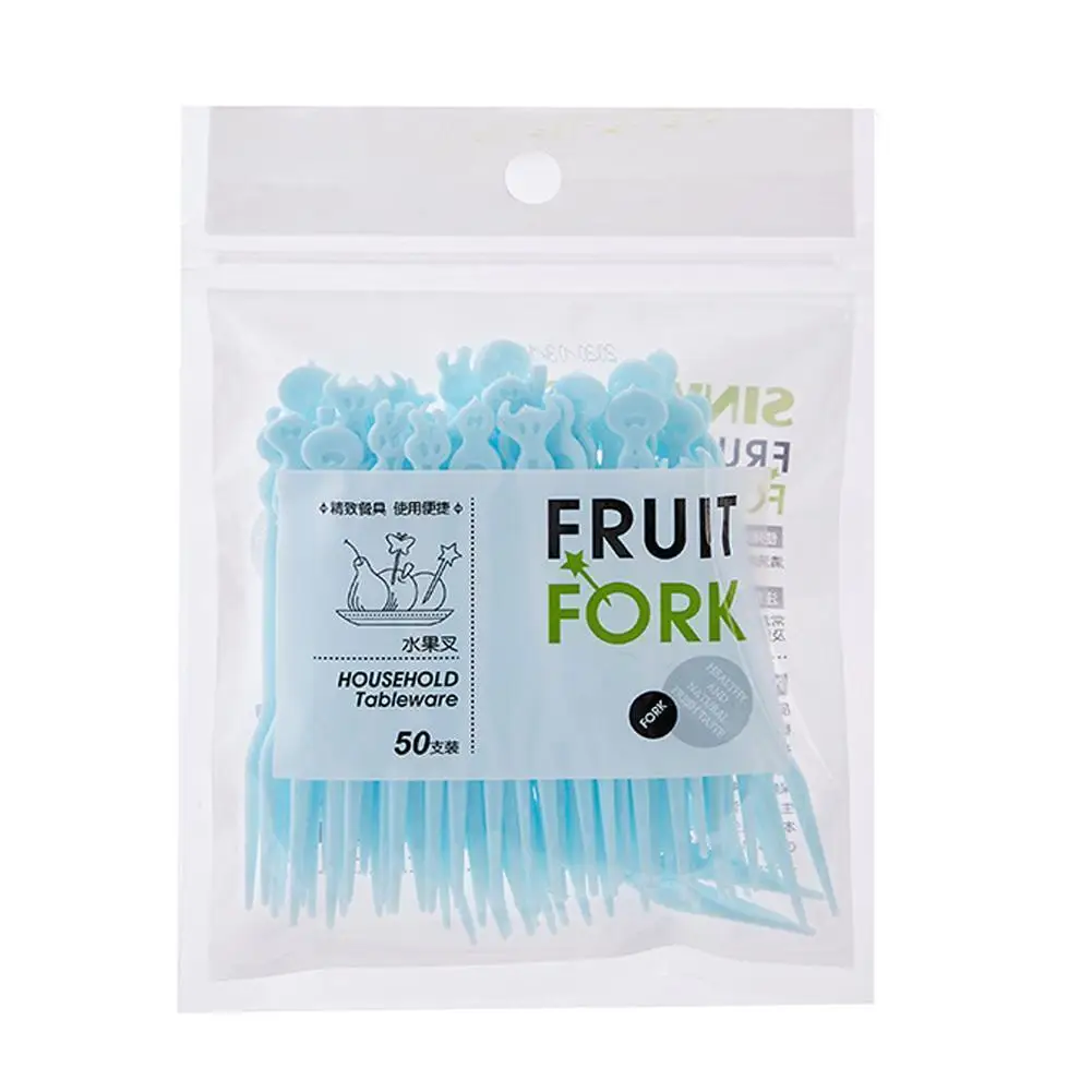 

50Pcs Plastic Fruit Fork Disposable Small Household Kids Food Creative Cute Fruit Stick Forks Cartoon Home Kitchen Accessorie