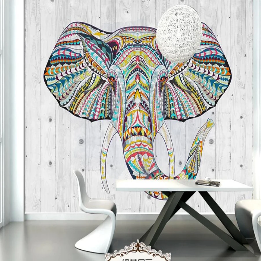 Пользовательские 3D Настенные обои в этническом стиле слон скандинавский фон