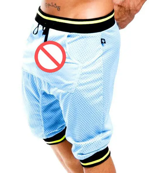 

Hot Sexy shorts for men Net sheer Pants Fashion Mens Harem Capri Sport Athletic see Through Baggy Gym Jogger Shorts Trousers