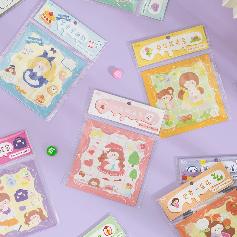 

MOHAMM 1 Sheet Art Paper Candy Colour Kawaii Cartoon Girls Stickers for Planner DIY Crafts Embelishment Decoration Diary