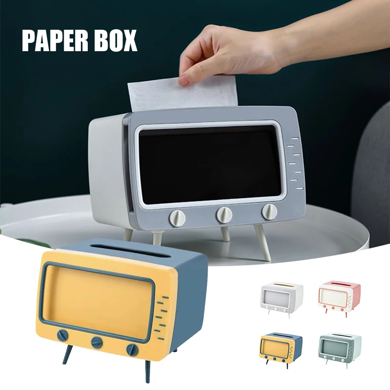 

Retro Tv Tissue Box Tv Shaped Cell Phone Holder Dispenser Storage Box Multi Storage Container Napkin Case Organizer Салфетница