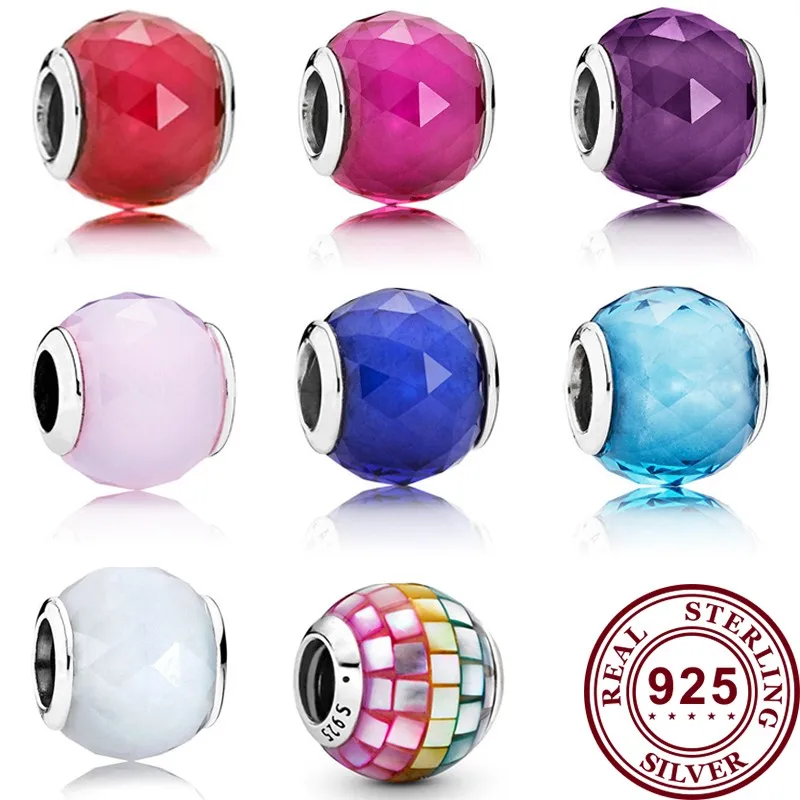 

Hot Selling 925 Silver Fashion Multicolor Glass Beads Are Suitable For The Original Pandora Bracelet Women's Diy Charm Jewelry