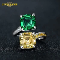 jewepisode 925 sterling silver asscher cut emerald citrine diamond engagement rings for women fashion wedding bands fine jewelry