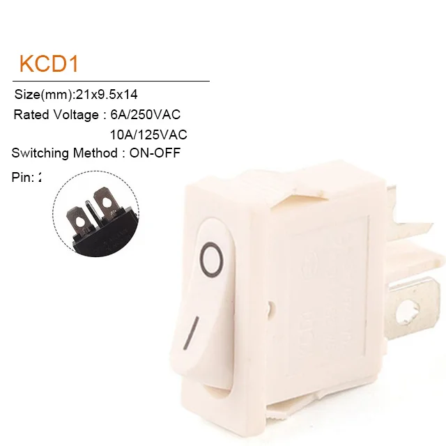 

5/10 шт. кнопочный переключатель 21X9,5 мм 2-контактный 2-позиционный кулисный переключатель KCD1 защелкивающийся кулисный переключатель 6A 250 В/10 А 125 В