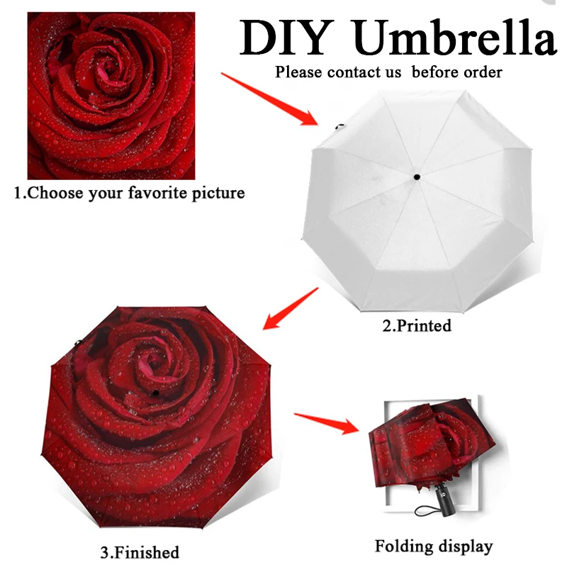Персонализированные Автоматический напольный зонтик DIY Рисунок Печатный