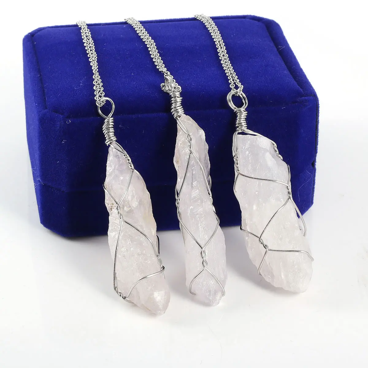 

Irregular Shape White Quartzs Pendant Necklace Reiki Healing Natural Stone Amulet DIY Jewelry Personality Gift