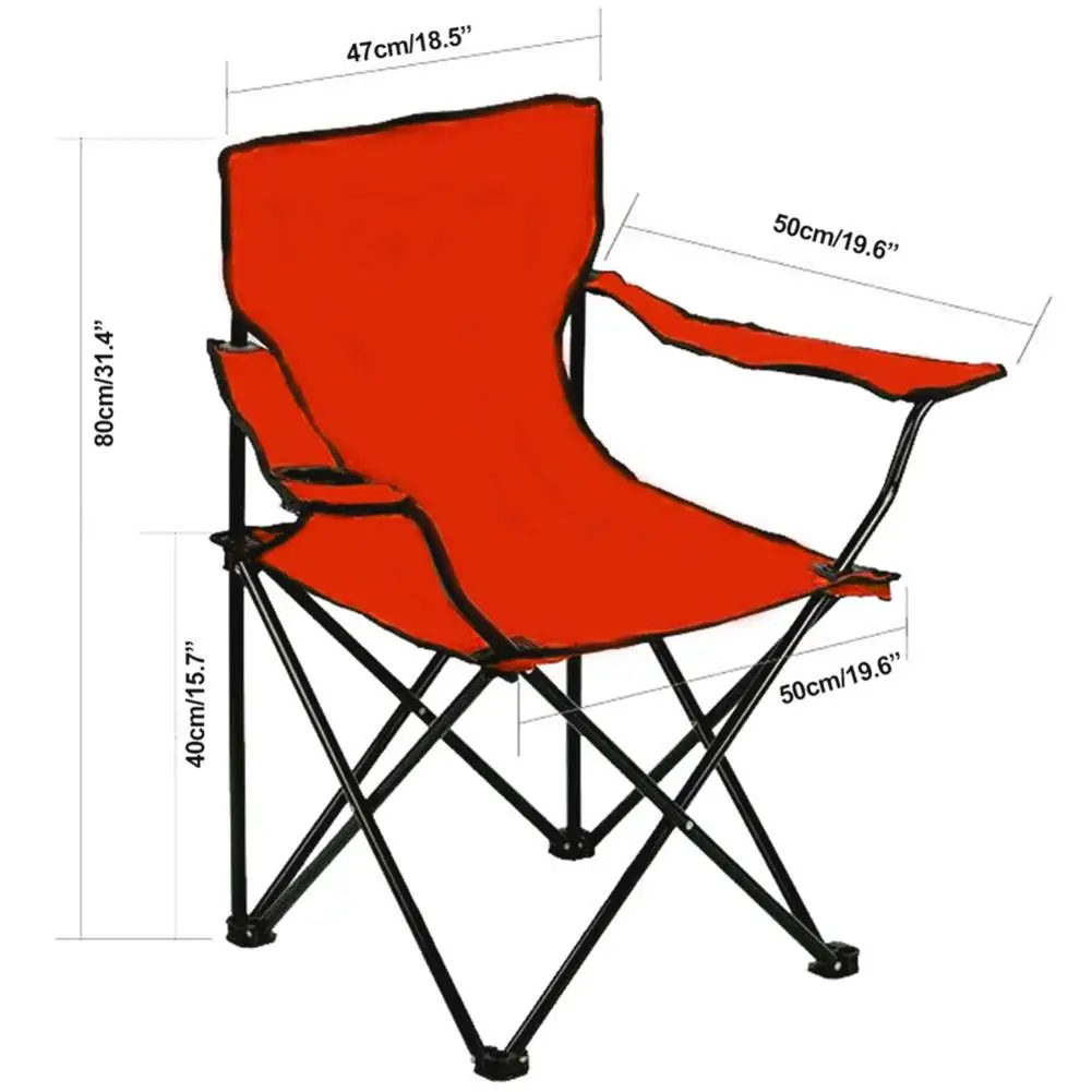 

Outdoor Camping Folding Chair Portable Fishing Leisure Armchair Beach Folding Stool With Cup Holder Storage Bag Folding Chair