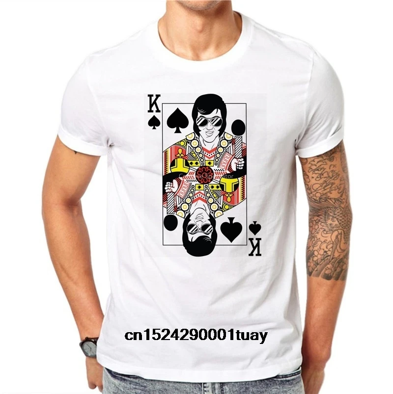 Popular Playing Cards Design Men T-shirts Poker King Print Male White Tops Clothes Plus Size Trend |