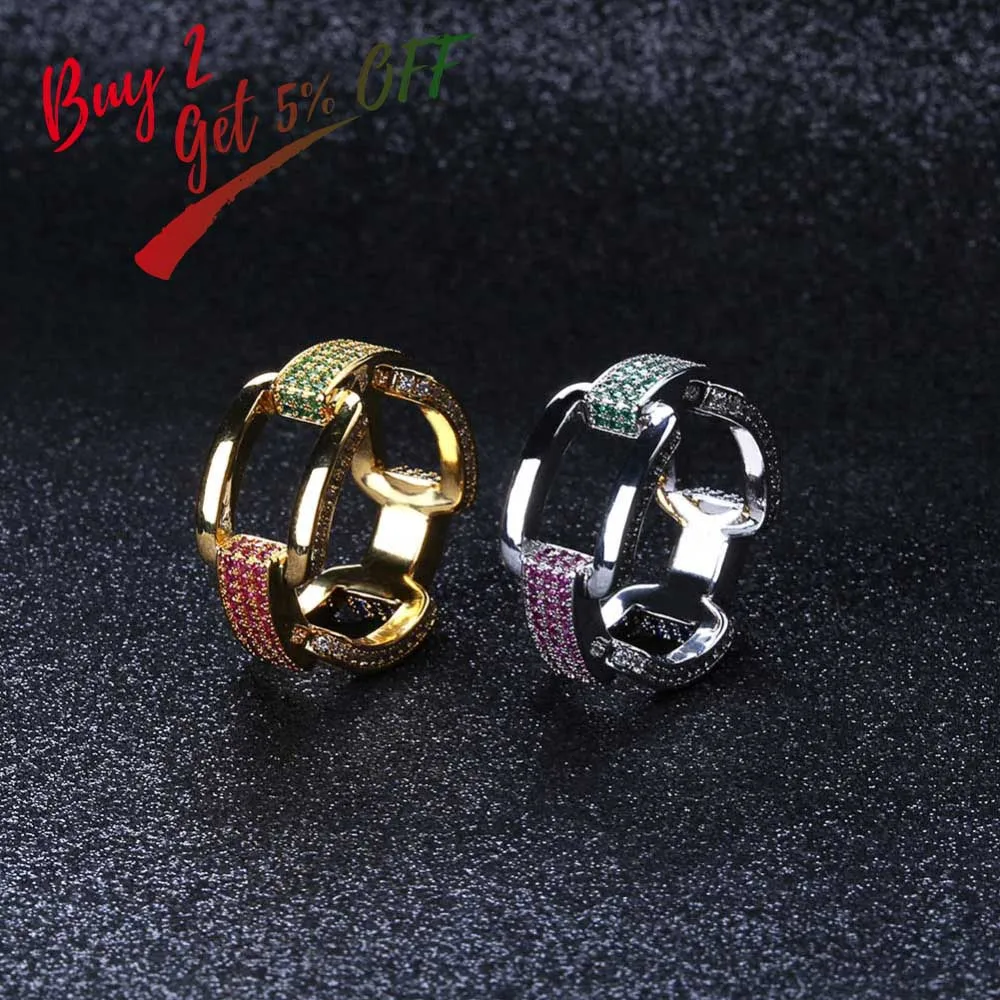 Мужское кольцо с кубинской цепью TOPGRILLZ украшение в стиле хип хоп кубический