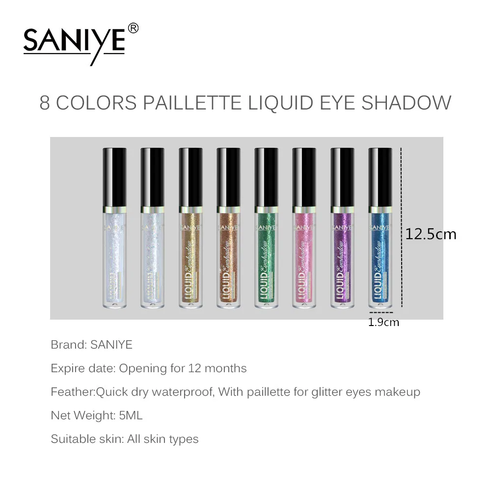 SANIYE жидкие тени для век Сияющие водостойкие блестящие Косметика макияжа 8 видов