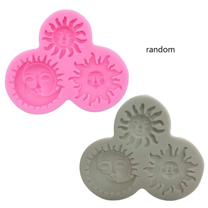 

New Sun and Moon Face Soft Silicone Mold Starry Lunar Keychain Mold DIY Silicone Baking Molds Silicone UV Resin Casting Mold