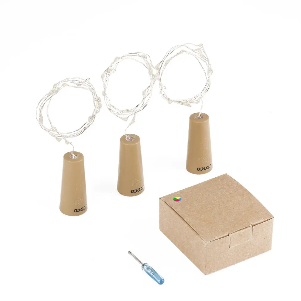 3 шт. бутылки вина светильники пробка Медь светодиодный свет прокладки провода