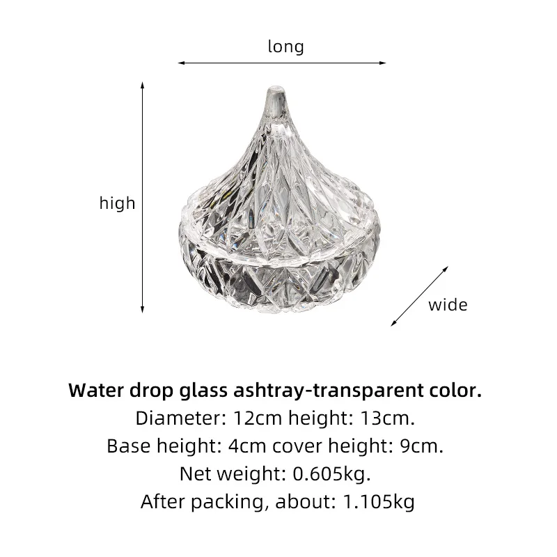 

Glass Ashtray Transparent with Lid Portable Ashtray Water Drop Model Home Decoration Smoking Accessories For Weed Cute For Girls