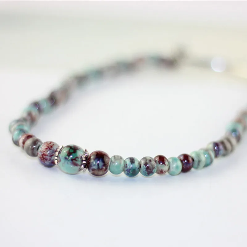 Цветок керамические бусины Двойные Браслеты камень очарование аксессуары