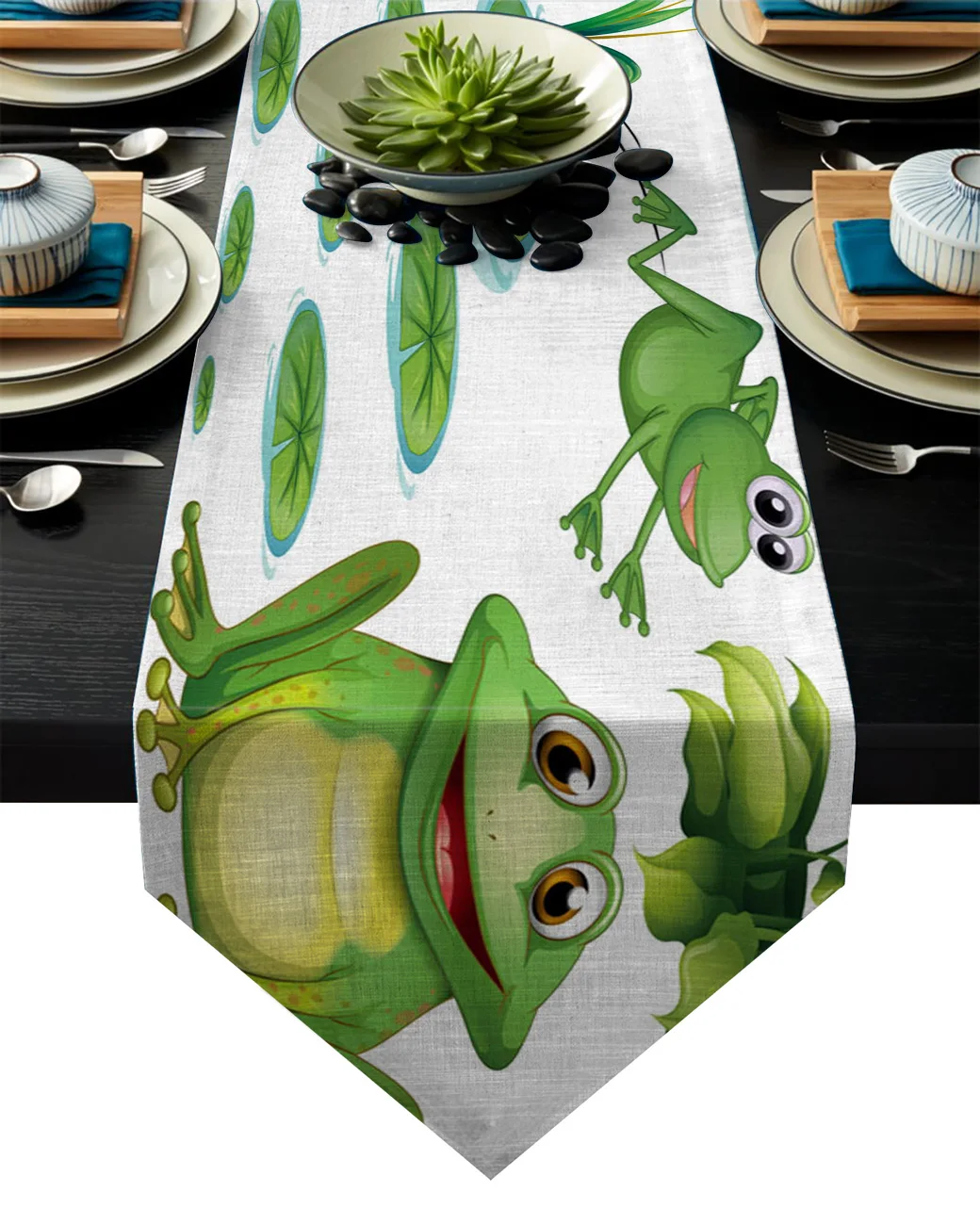 

Современные настольные дорожки в виде лягушки, лотоса, Листьев, бассейна, с мультяшным рисунком, для свадебной вечеринки, Рождественского т...