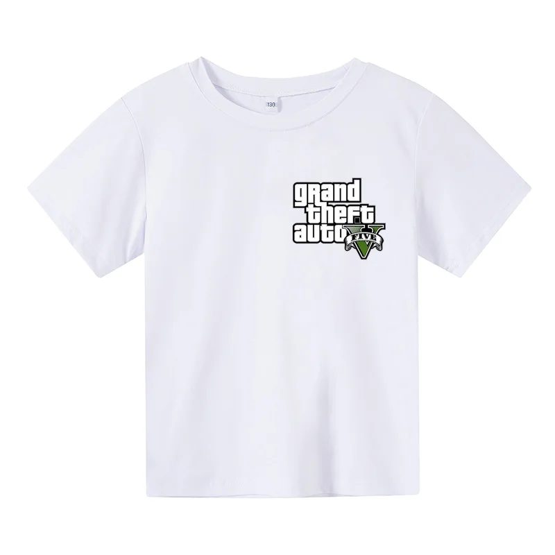 

Summer children's short sleeve T-shirt gta5 cartoon printed T-shirt boys' clothing 4-14T fashion printed girls' fun clothing