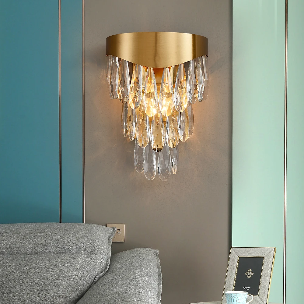 Luxury Gold Crystal Wall Sconce Lamps Modern Living Room Bedroom LED Lights Creative Home Decoration Lighting | Лампы и освещение