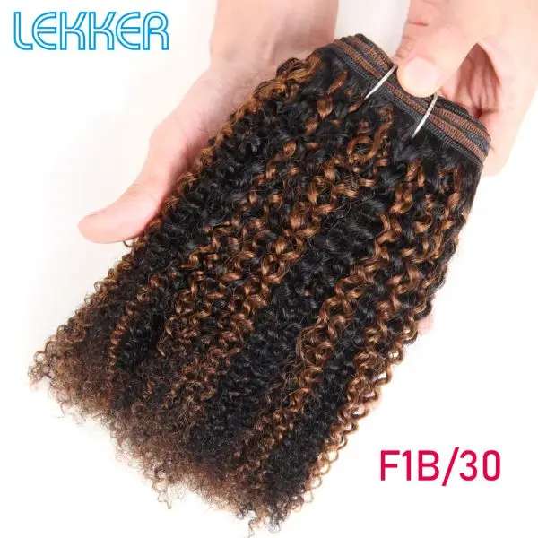 Lekker бразильские человеческие волосы Remy, волнистые, предварительно окрашенные, натуральные, афро кудрявые, волнистые,# P1B, 30 P4-27, цвет фортепиано, Рыжий - Цвет волос: F1B/30
