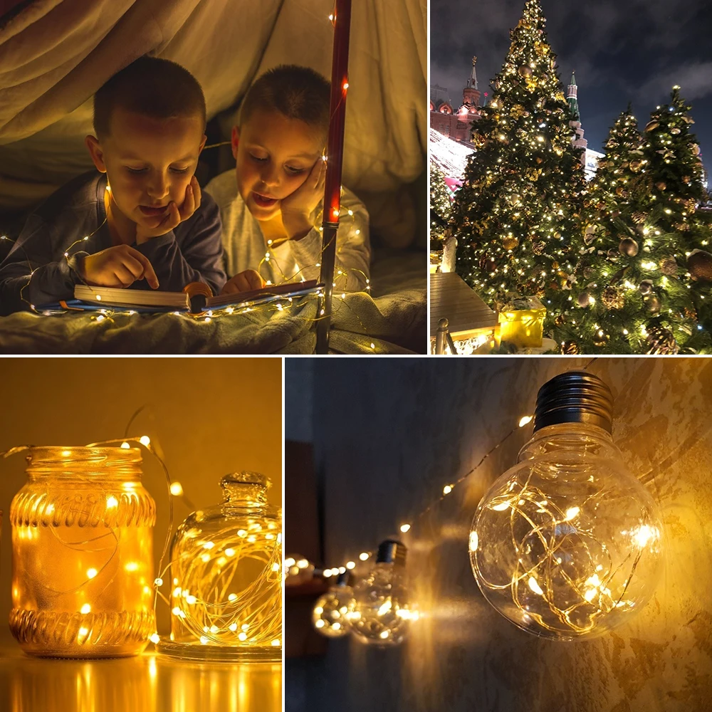 

LED Remote Control String Lights 10 Meters 100 Lights Multifunctional Copper Wire Holiday Star String Lights Home Decor