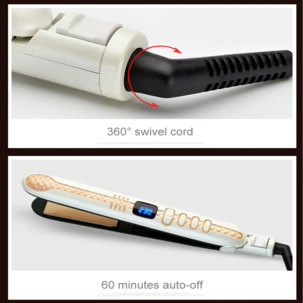 

2 IN 1 Professional Hair Straightener Ceramic Plate LED Display Flat Iron De Cabello Planchas Hair Curler Iron Styling Tools