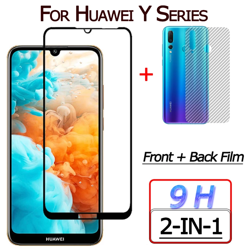 Передняя+задняя стекло Huawei Y5 Y6 Y7 Y9 Prime 2019 закаленное на защитное хуавей у6 у9 прайм