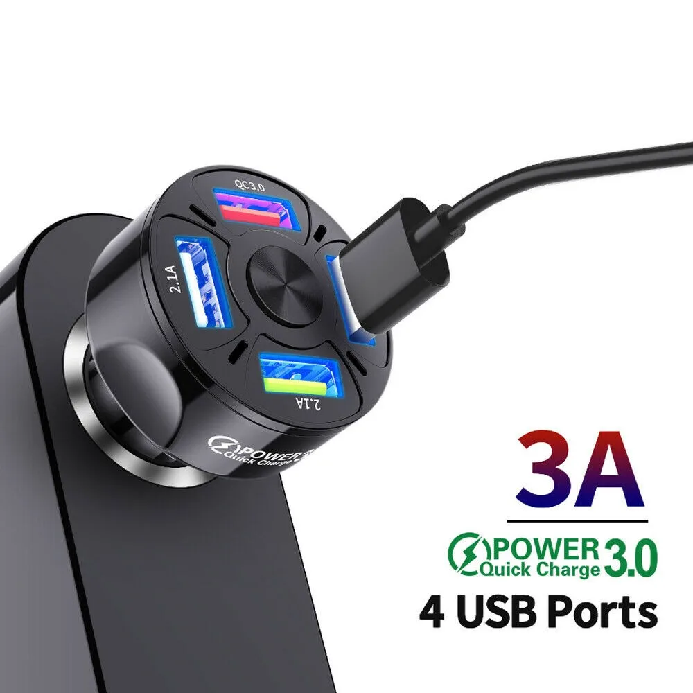 

12V-24V Fast Car Charger 7000mA 78.0mm*32mm*32mm ABS Black For Smart Phone Universal