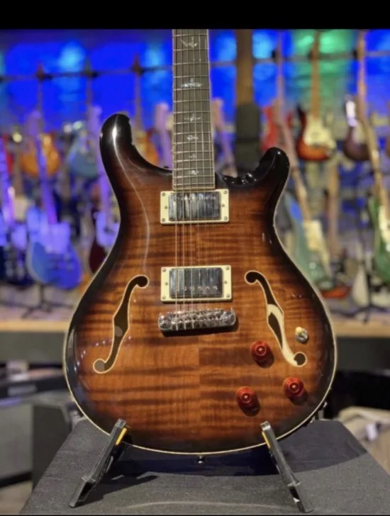 

Custom Left handed Electric Guitar,F hollow body ,Tiger flame top Guitarra.