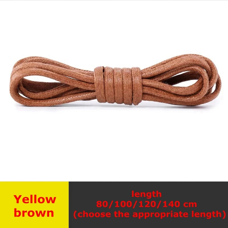 Yellow brown 1 пара круглые шнурки для ботинок кожаные водонепроницаемые шнурки Вощеная хлопковая однотонная полиэфирная хлопковая обувь шнурки унисекс для отдыха - Цвет: Yellow brown