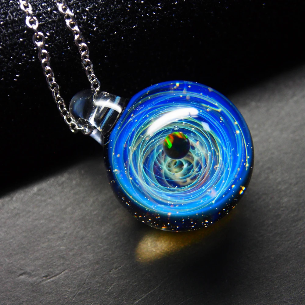 Nebula Galaxy двусторонний кулон Цепочки и ожерелья картина под стеклом ручной